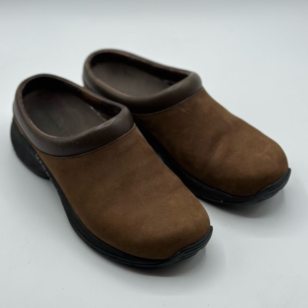 Merrell Women's Jungle Primo Dark Brown Leather Suede Moc Slide Mules Size 5.5